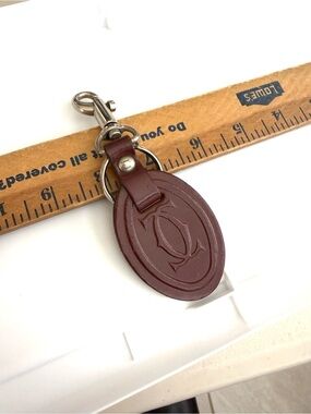 Vintage Cartier Bordeaux Red Leather Keychain